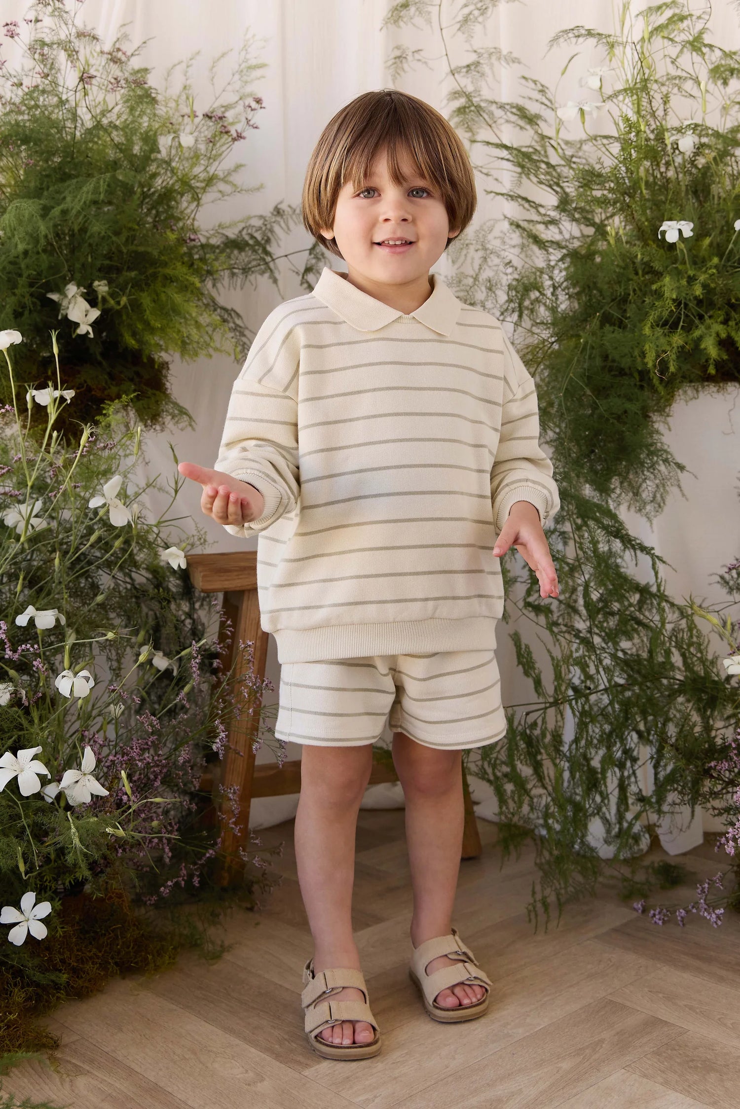 Benedict Sweatshirt - Horizon Stripe Lichen/Cloud