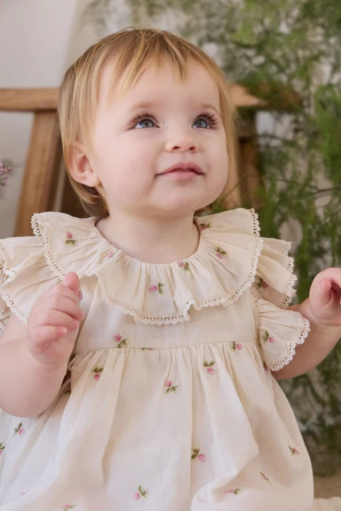 Organic Cotton Frannie Playsuit - Rosebud Egret