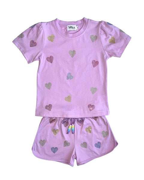 Crystal Hearts Short Set (Lavender)