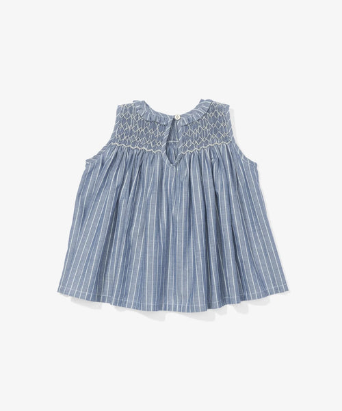 Nora Baby Dress - Chambray Stripe