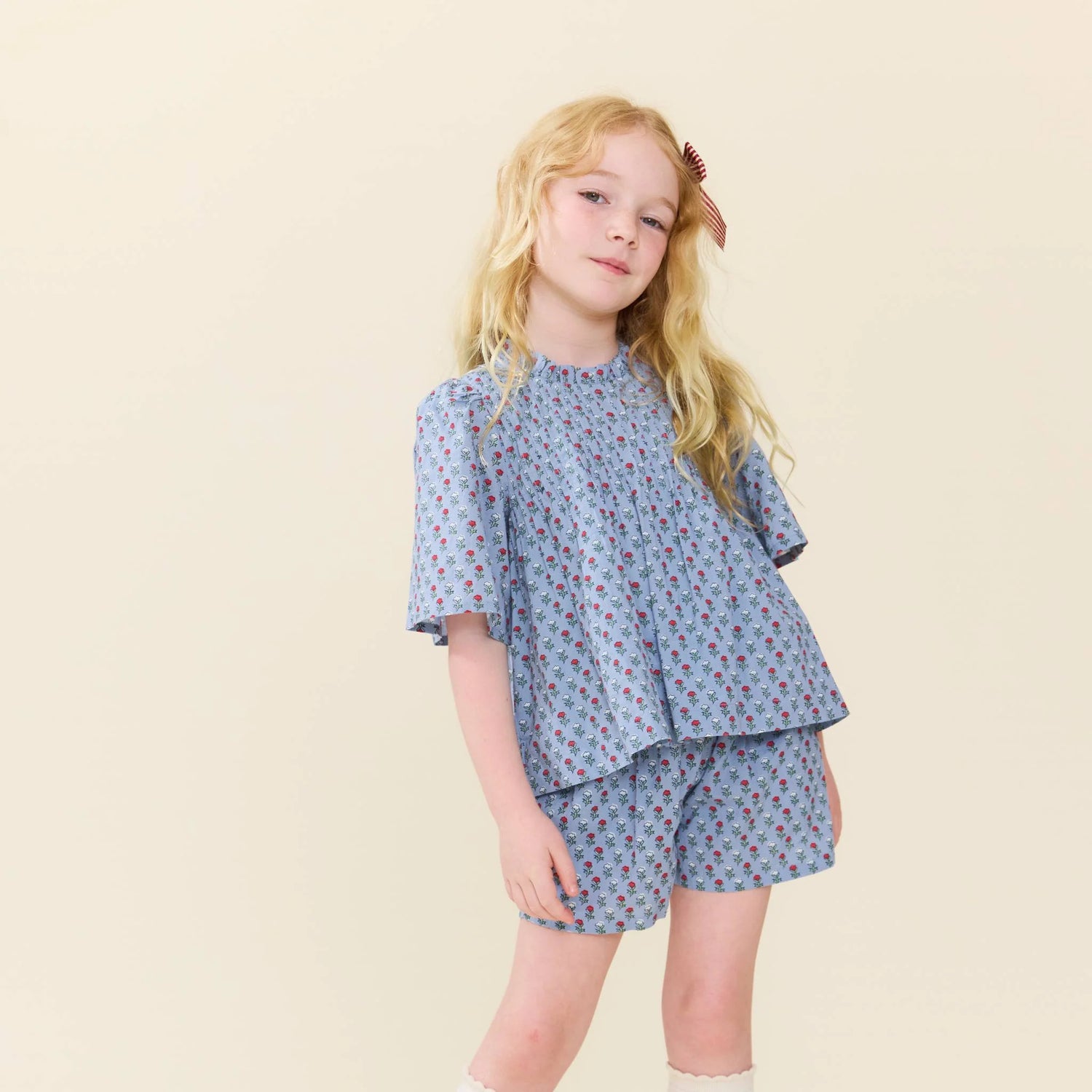 Shirt/Short Set - Light Blue Carnation