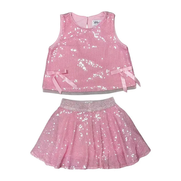 Pastel Pink Sequin Bow Set