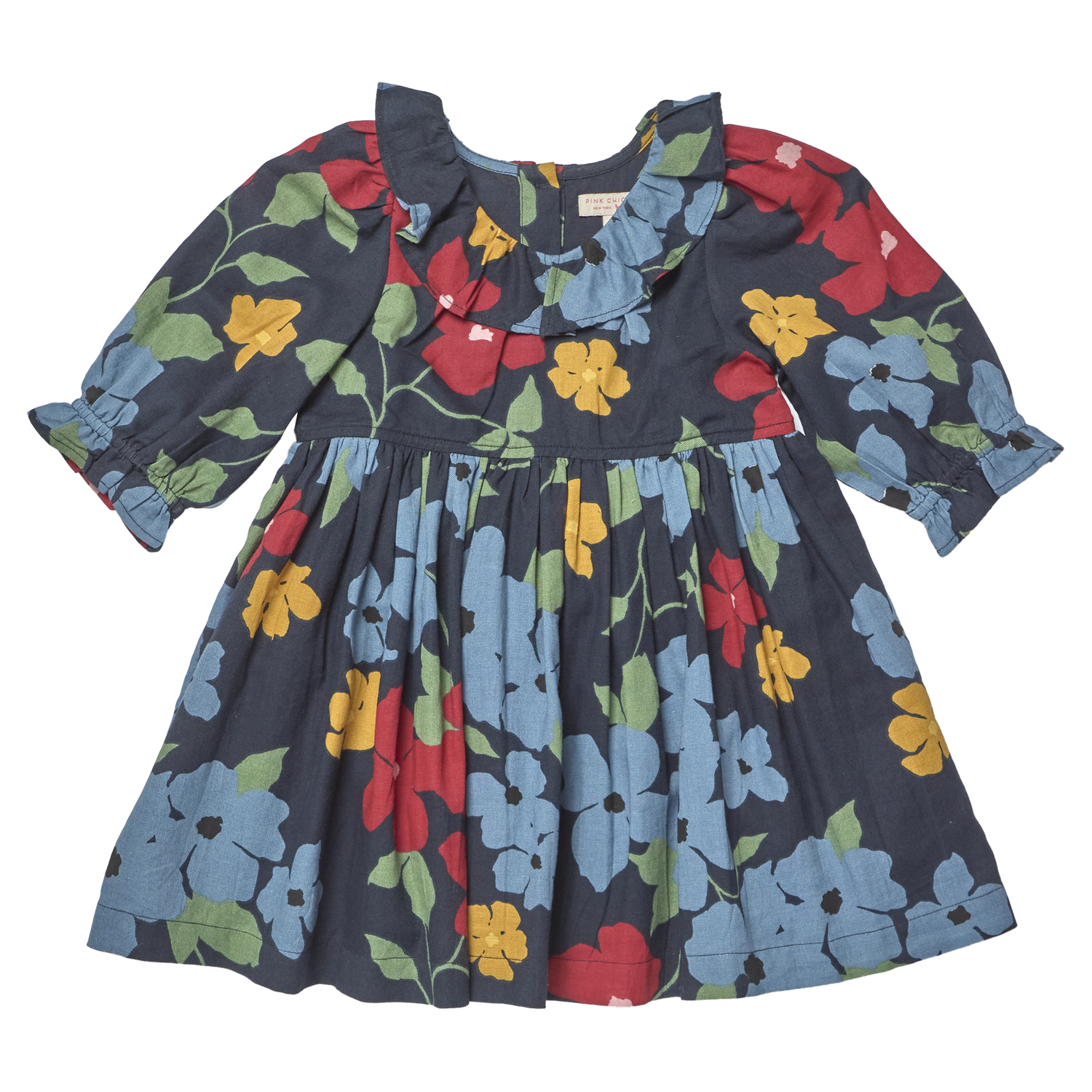 Amara Dress - Navy Hibiscus Floral