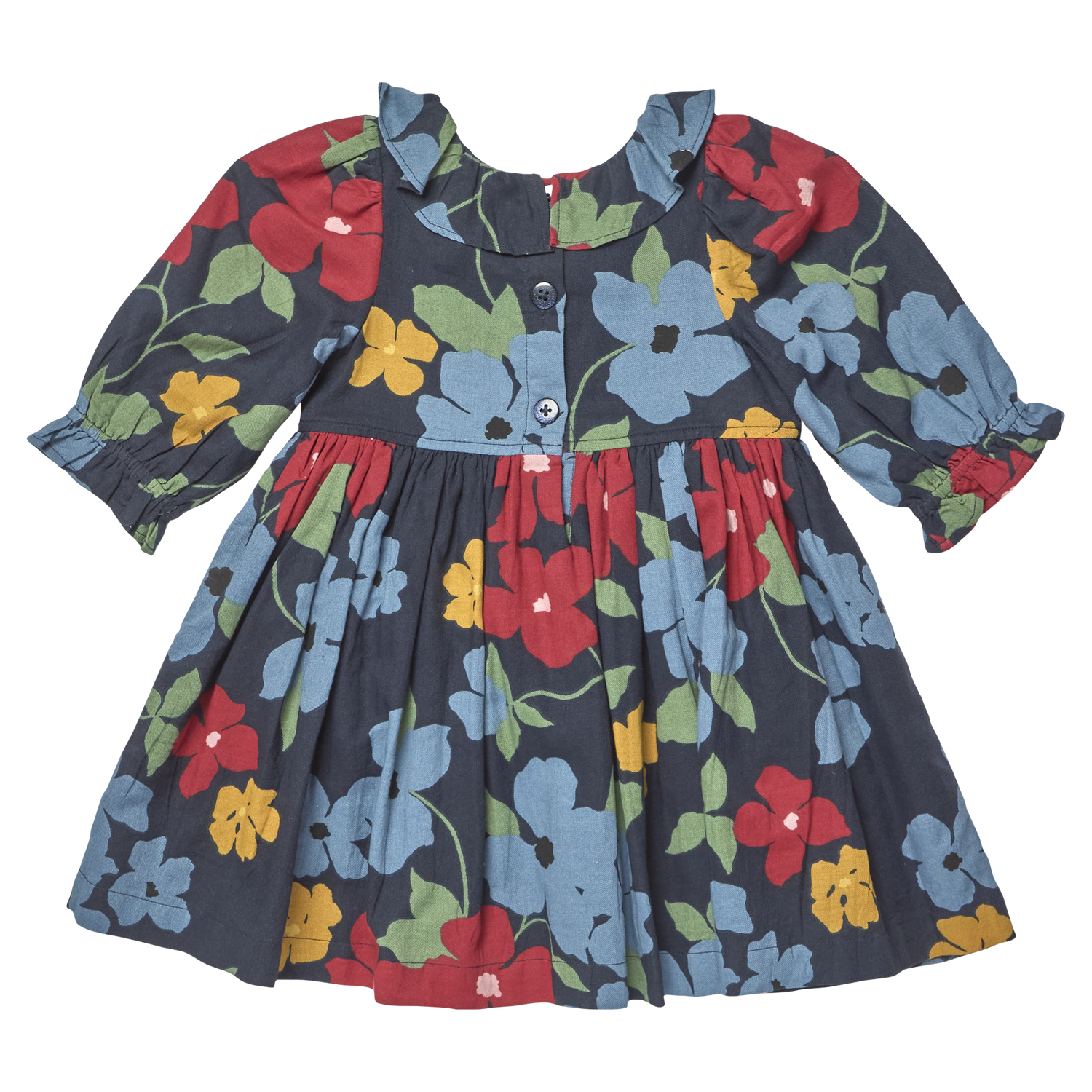 Amara Dress - Navy Hibiscus Floral
