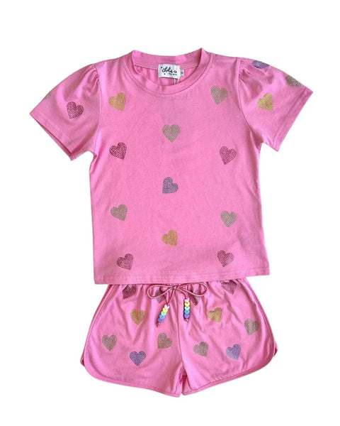 Crystal Hearts Short Set (Pink)