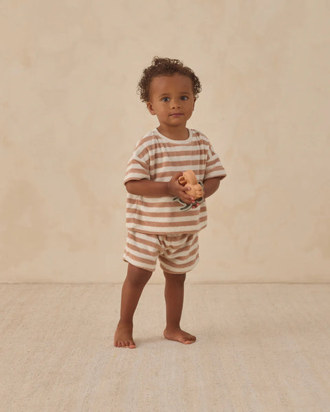 Terry Tee + Short Set (Latte Stripe)