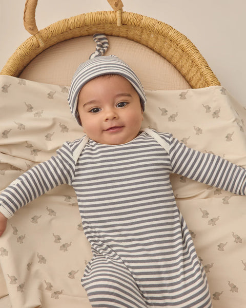 Knotted Baby Gown (Ocean Stripes)