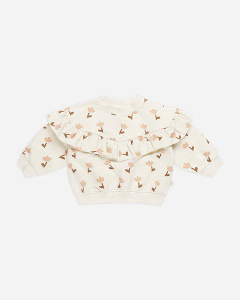 Ruffle Fleece Sweatshirt - Tulips