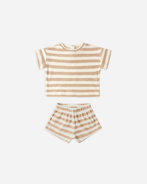 Terry Tee + Short Set (Latte Stripe)