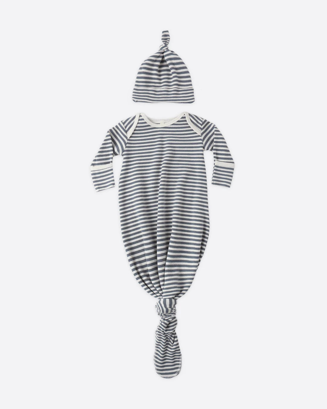 Knotted Baby Gown (Ocean Stripes)