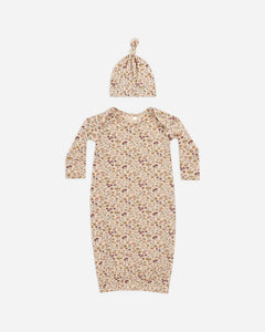 Bamboo Baby Gown + Hat - Posy