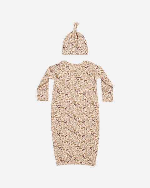 Bamboo Baby Gown + Hat - Posy