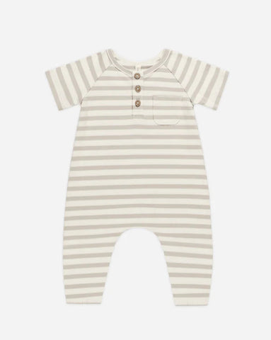 Short Sleeve Jumpsuit - Grey Stripe