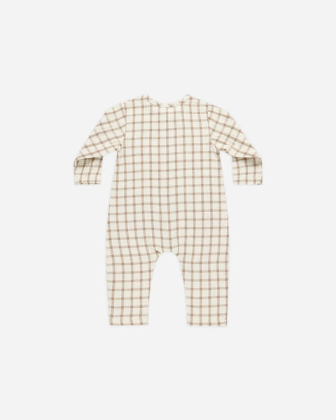 Pocketed Woven Jumpsuit - Cinnamon Plaid