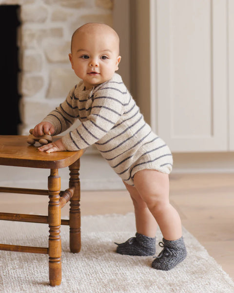 Riggens Knit Romper - Indigo Stripe