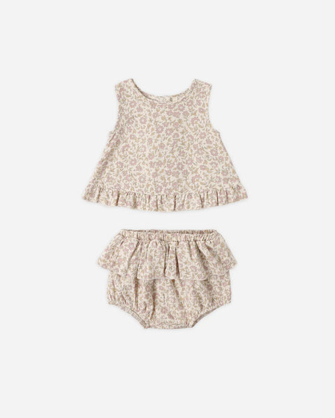 Ruffled Tulip Top + Bloomer Set (Dahlia)