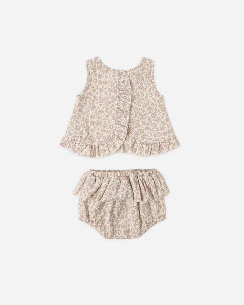 Ruffled Tulip Top + Bloomer Set (Dahlia)