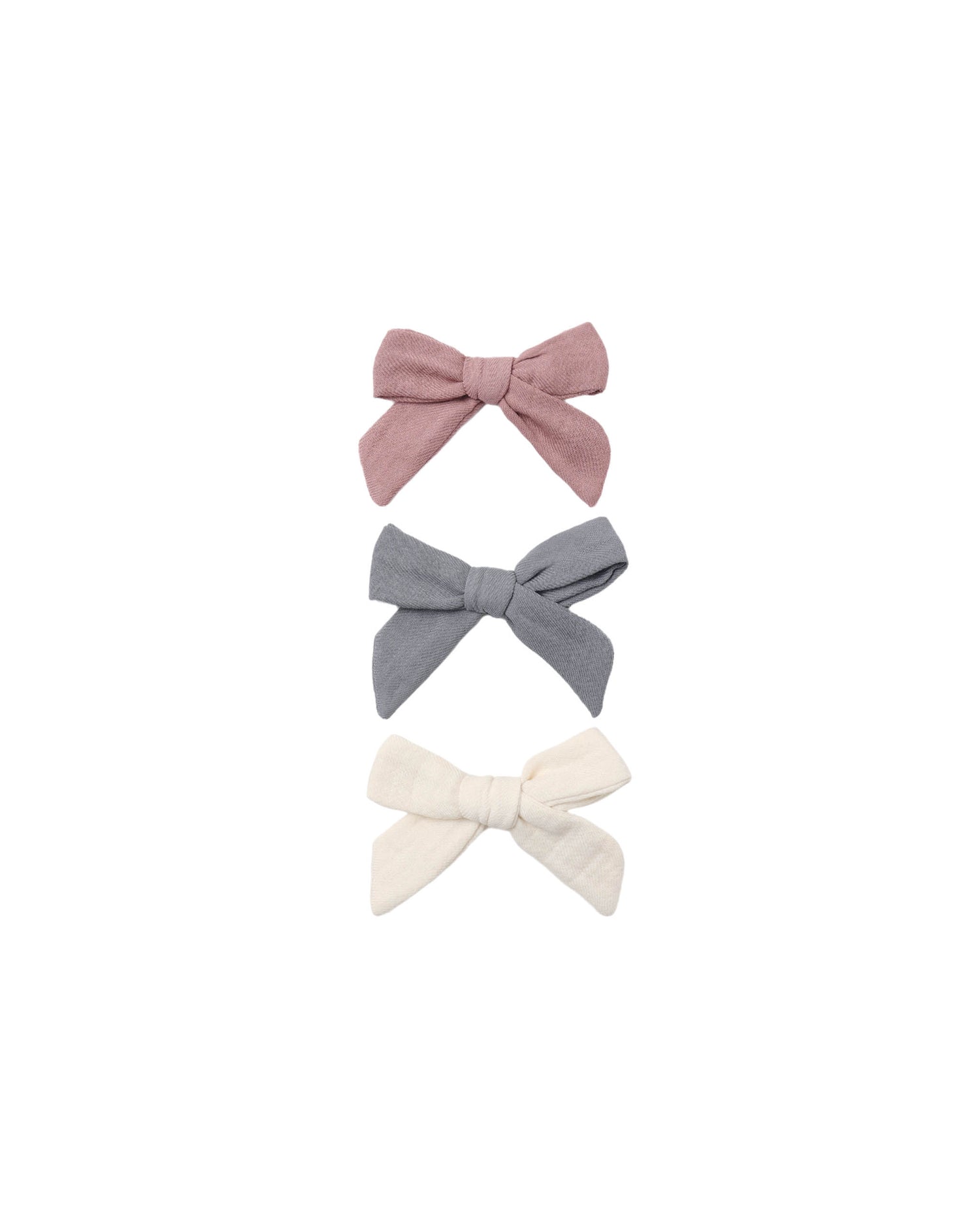 Bow with Clip Set of 3 - Mulberry, Slate, Natural
