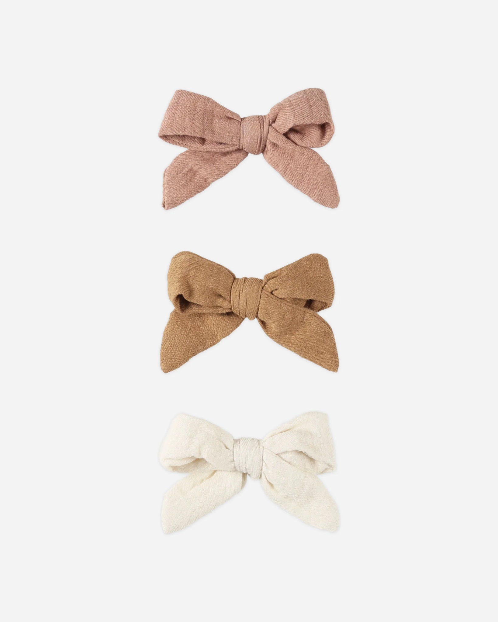 Bow with Clip, Set of 3 - Rose, Natural, Golden