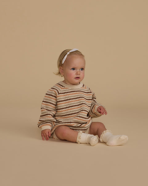 Crewneck Romper - Honey Comb Stripe