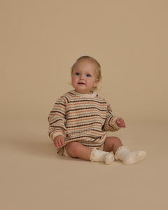 Crewneck Romper - Honey Comb Stripe