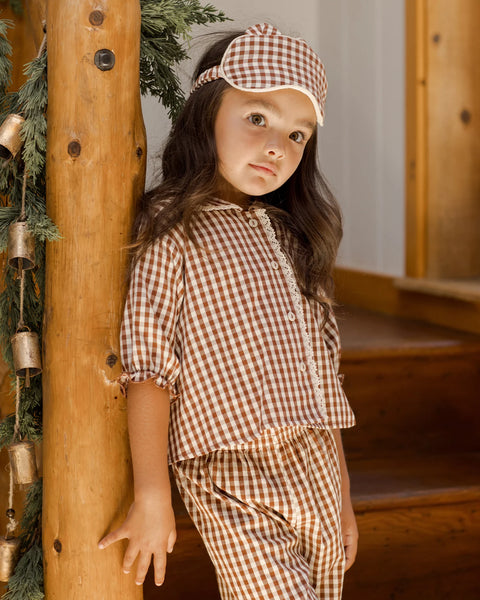 Ruffle Pajamas - Brick Gingham