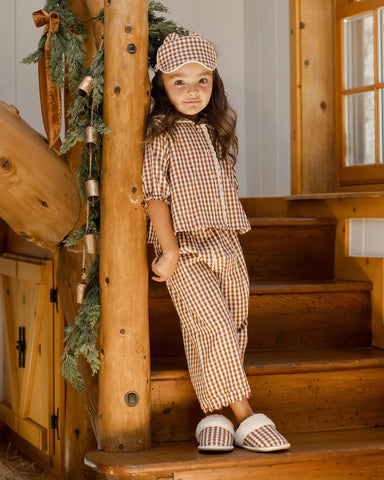 Ruffle Pajamas - Brick Gingham