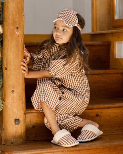 Ruffle Pajamas - Brick Gingham