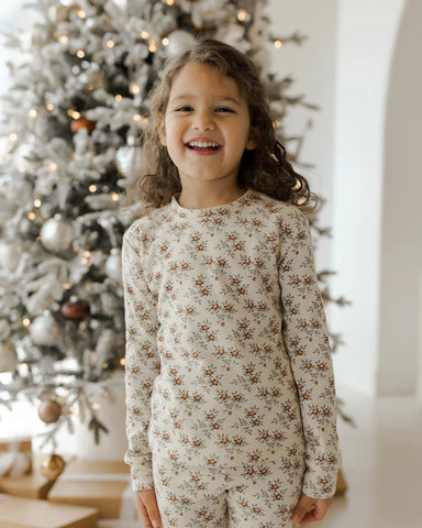 Organic Long Sleeve Pajama Set - Holiday Floral