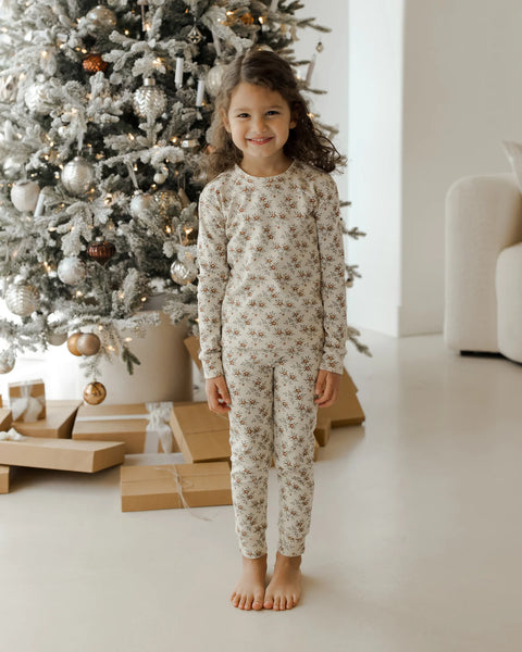 Organic Long Sleeve Pajama Set - Holiday Floral