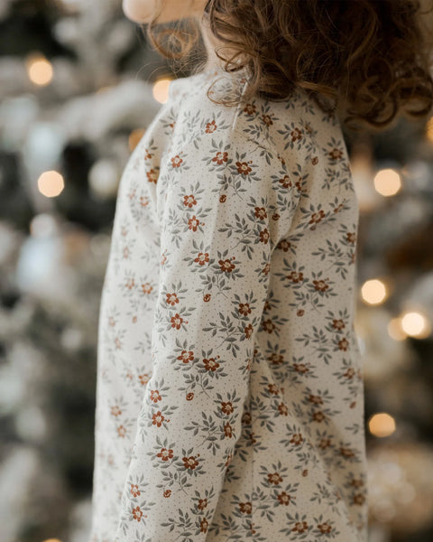 Organic Long Sleeve Pajama Set - Holiday Floral