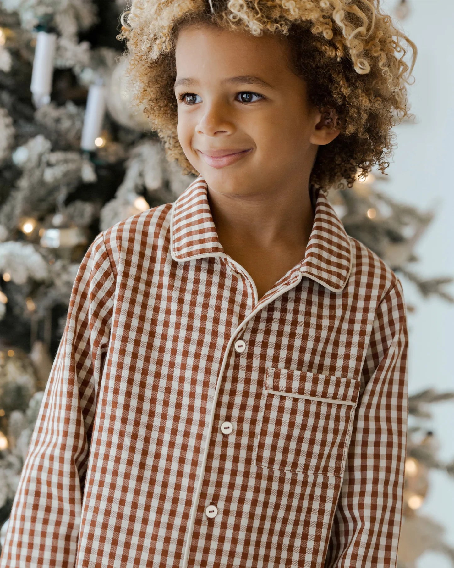 Long Sleeve Pajamas - Brick Gingham