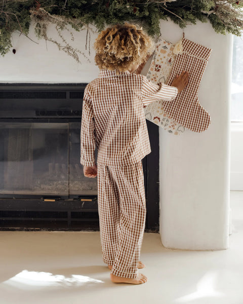 Long Sleeve Pajamas - Brick Gingham