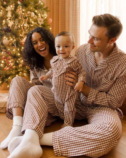 Baby Pajama Romper - Brick Gingham