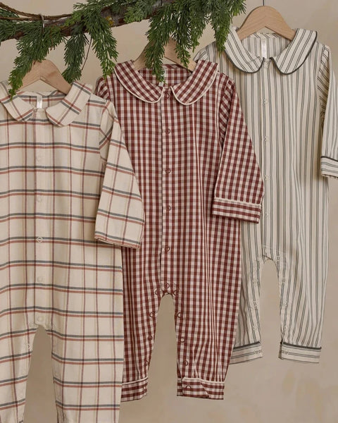 Baby Pajama Romper - Brick Gingham