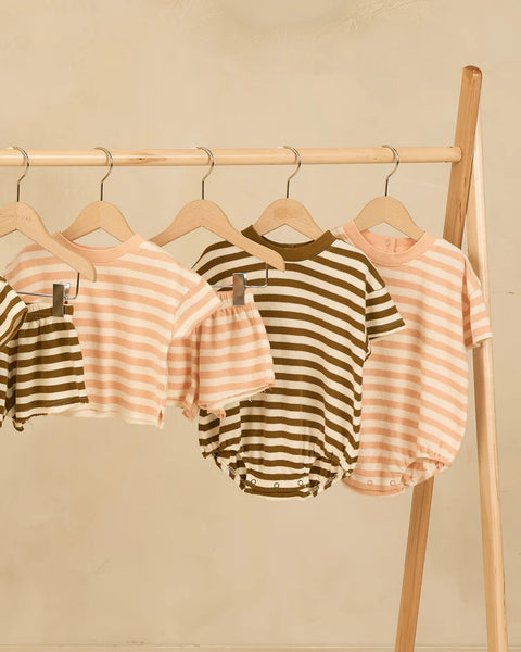 Relaxed Bubble Romper - Apricot Stripe