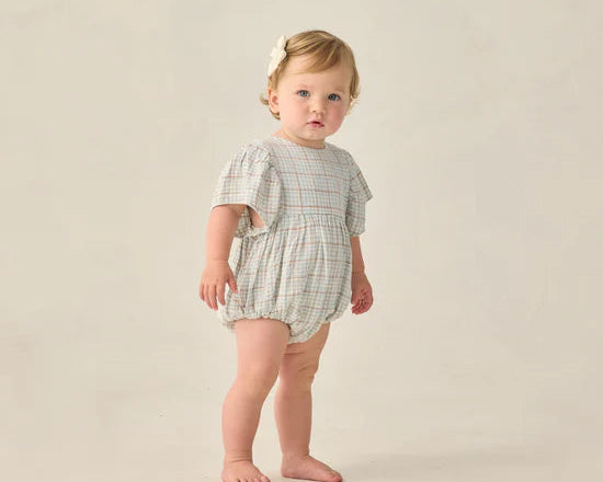 Kalea Romper (Light Blue Plaid)