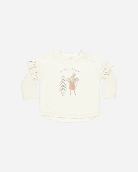 Ruffle Long Sleeve Tee - Mouse