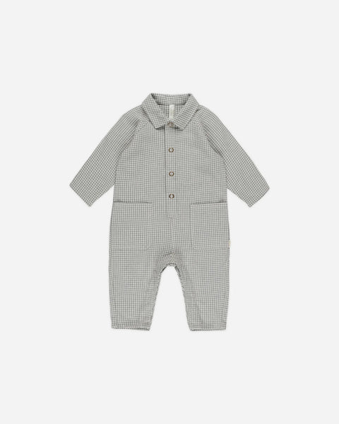 Collared Baby Jumpsuit - Forest Gingham