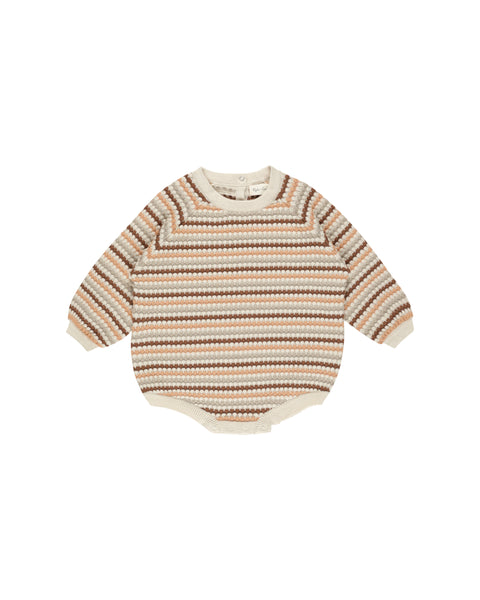 Crewneck Romper - Honey Comb Stripe