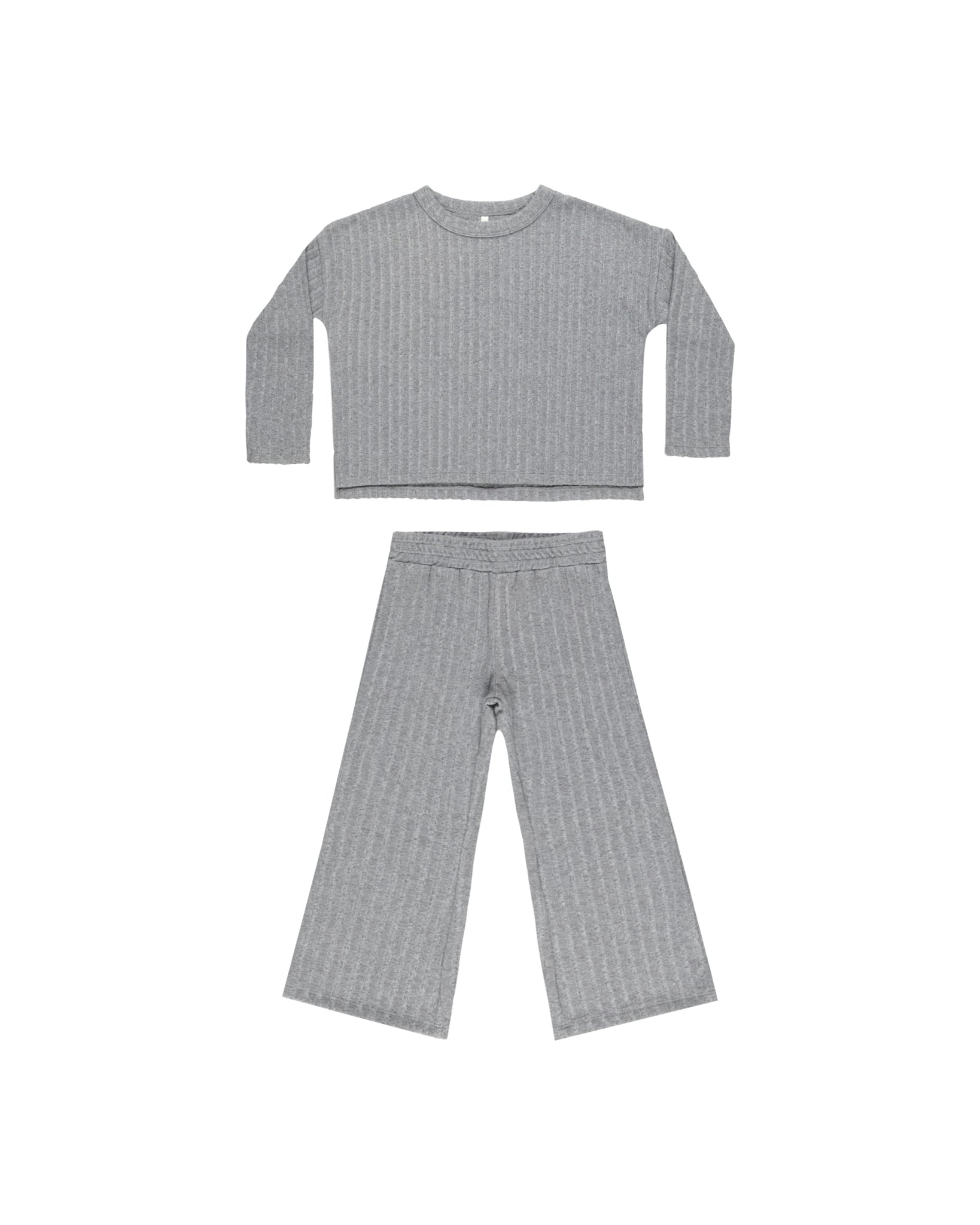 Cozy Rib Knit Set - Dusty Blue