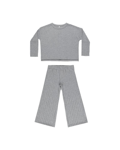 Cozy Rib Knit Set - Dusty Blue