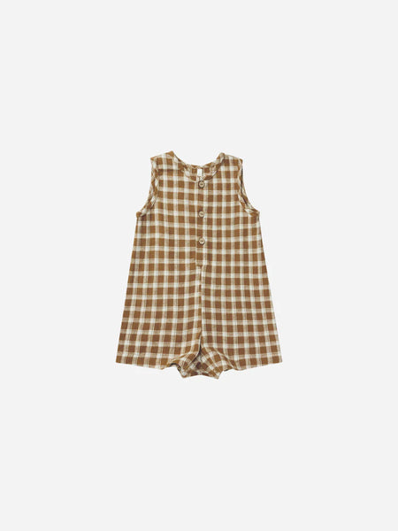 Maverick Romper - Saddle Plaid