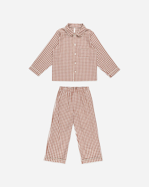 Long Sleeve Pajamas - Brick Gingham