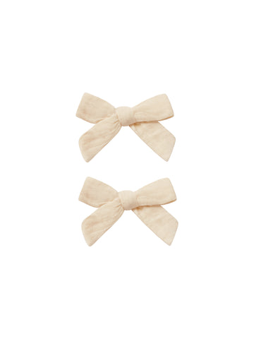 Linen Bow with Clip Set - Ecru