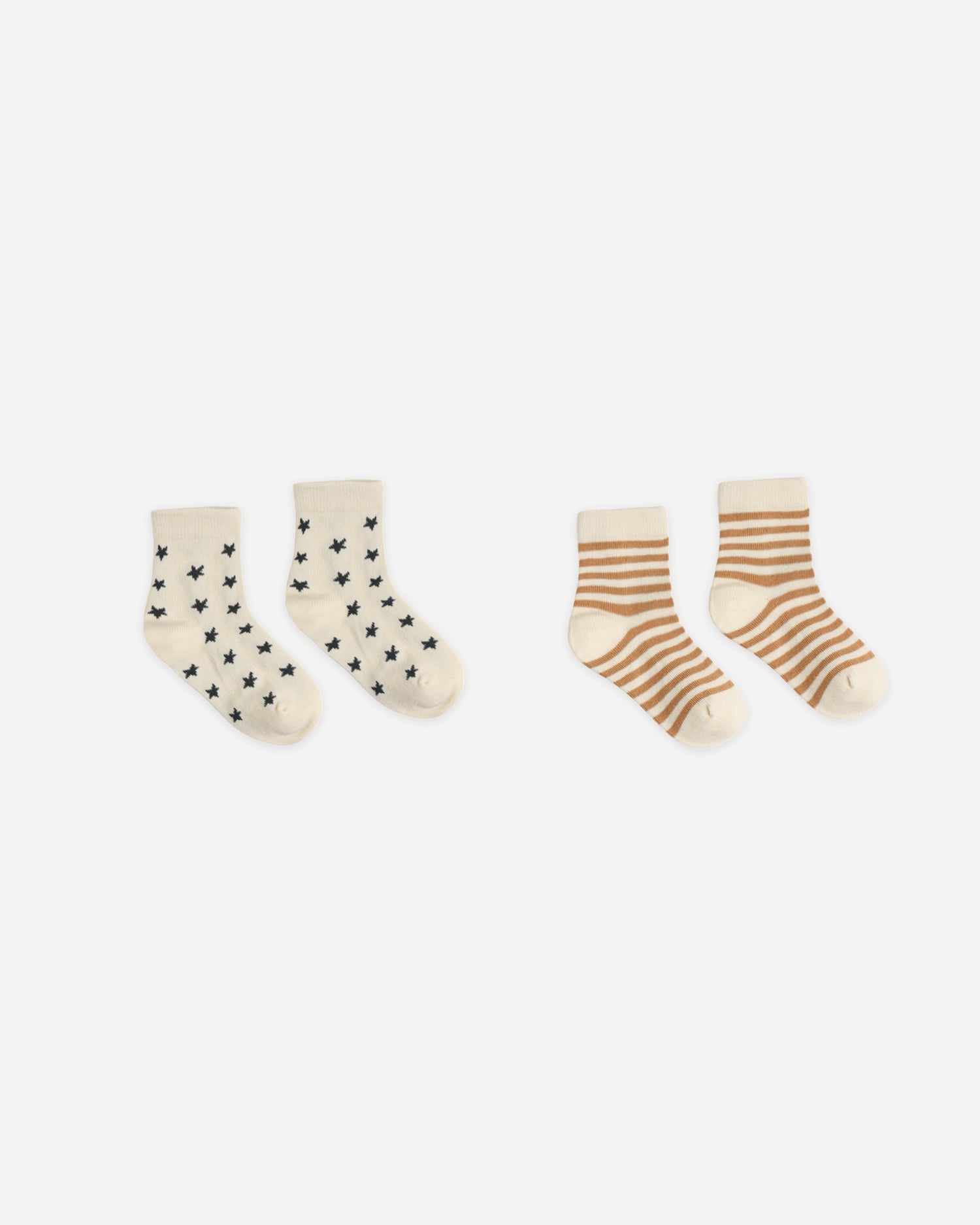 Lace Trim Socks, 2-Pack - Fawn/Midnight