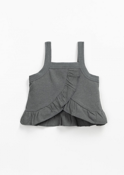 Jersey Open Back Ruffle Tank - Charcoal