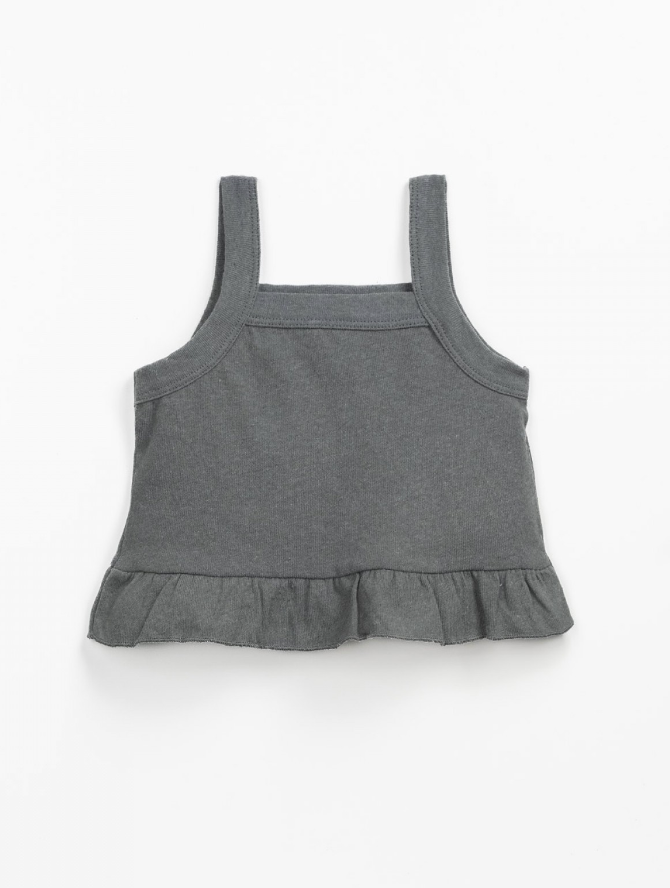 Jersey Open Back Ruffle Tank - Charcoal