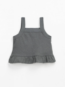 Jersey Open Back Ruffle Tank - Charcoal