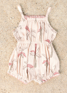 Pink Palm Print Romper